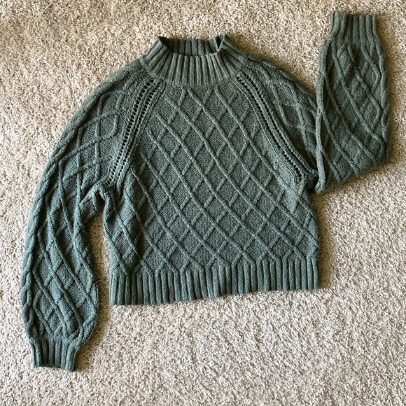 American Eagle Outfitters Sweaters - American Eagle Cable Knit Pullover Olive Green